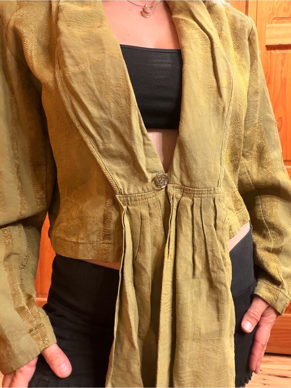 Sue Wong vintage Olive Green Women's Draped Button-Front Jacket